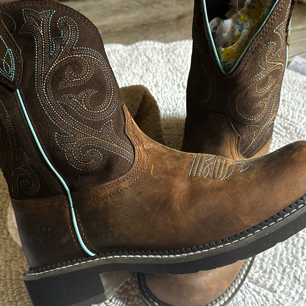 Ariat Women's Brown and Teal Combat Boots